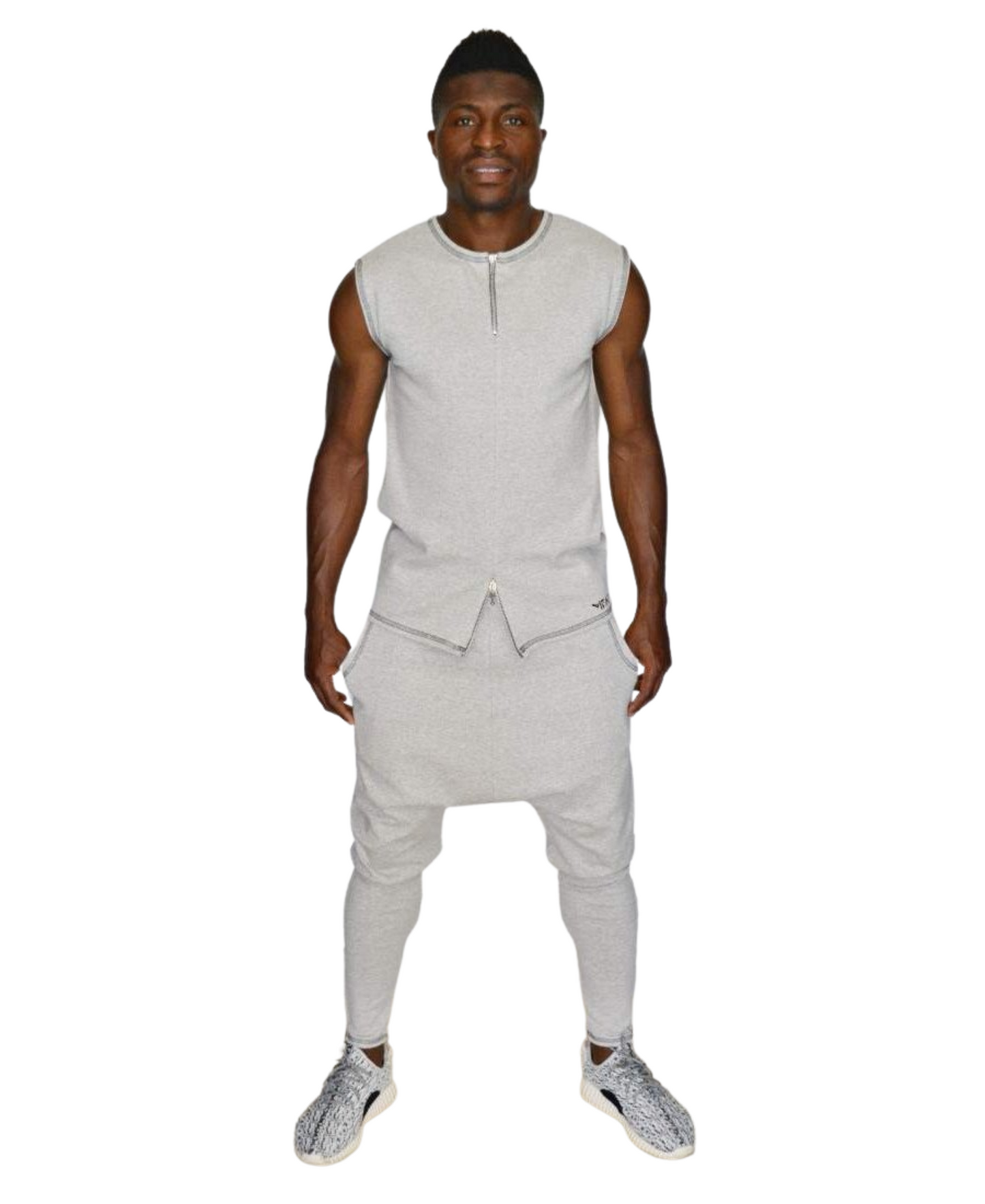 Grey Two-Piece Set with Long Trousers