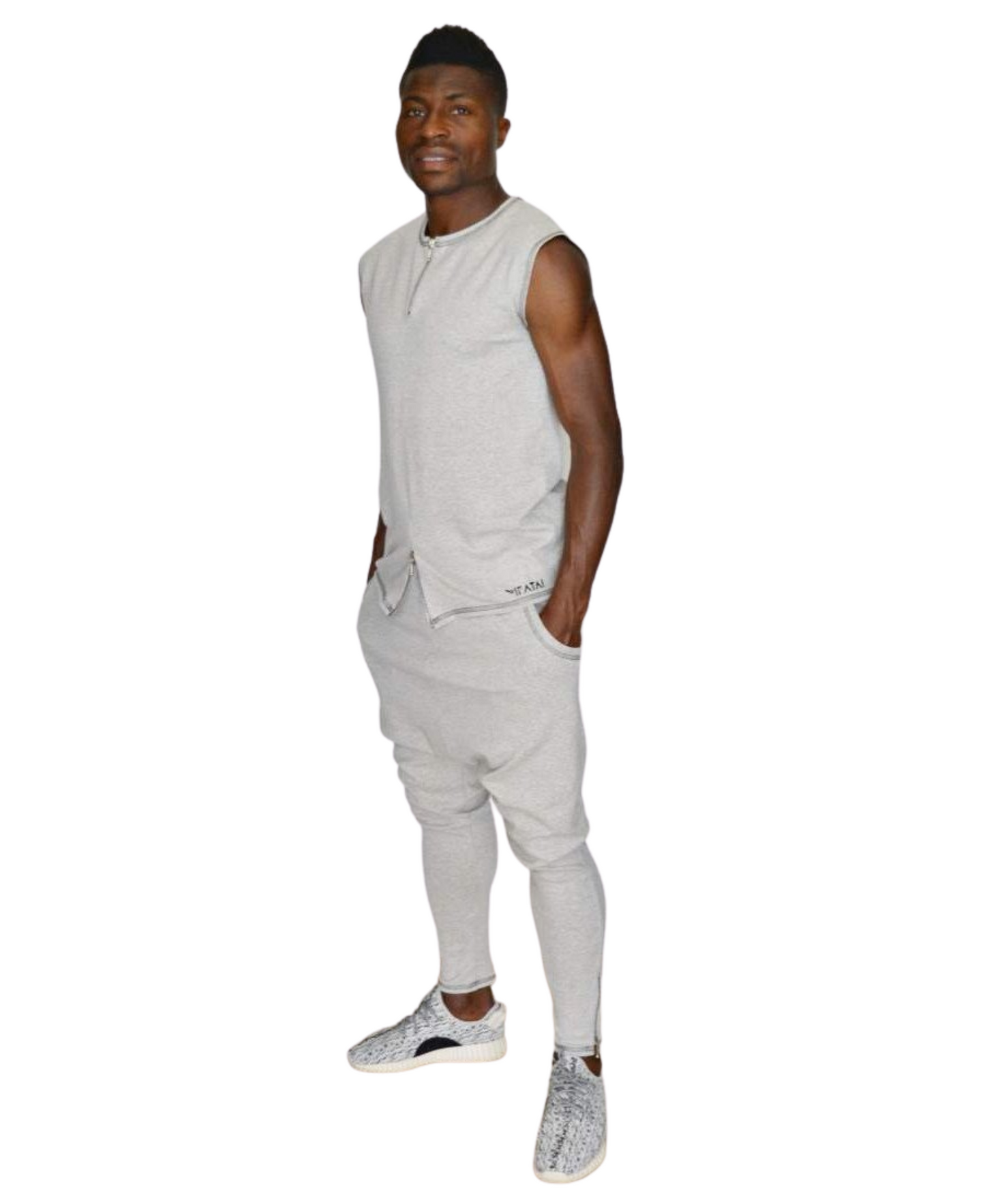 Grey Two-Piece Set with Long Trousers