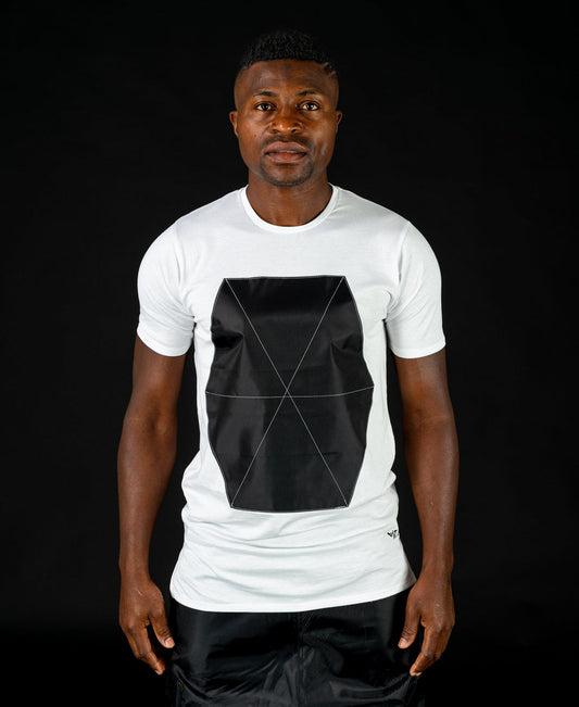 White t-shirt with black applied design - Fatai Style