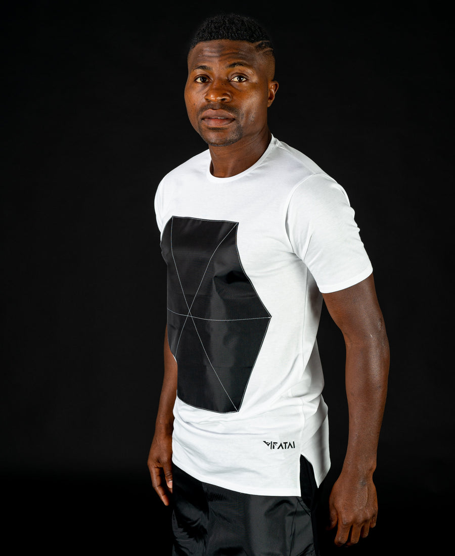 White t-shirt with black applied design - Fatai Style