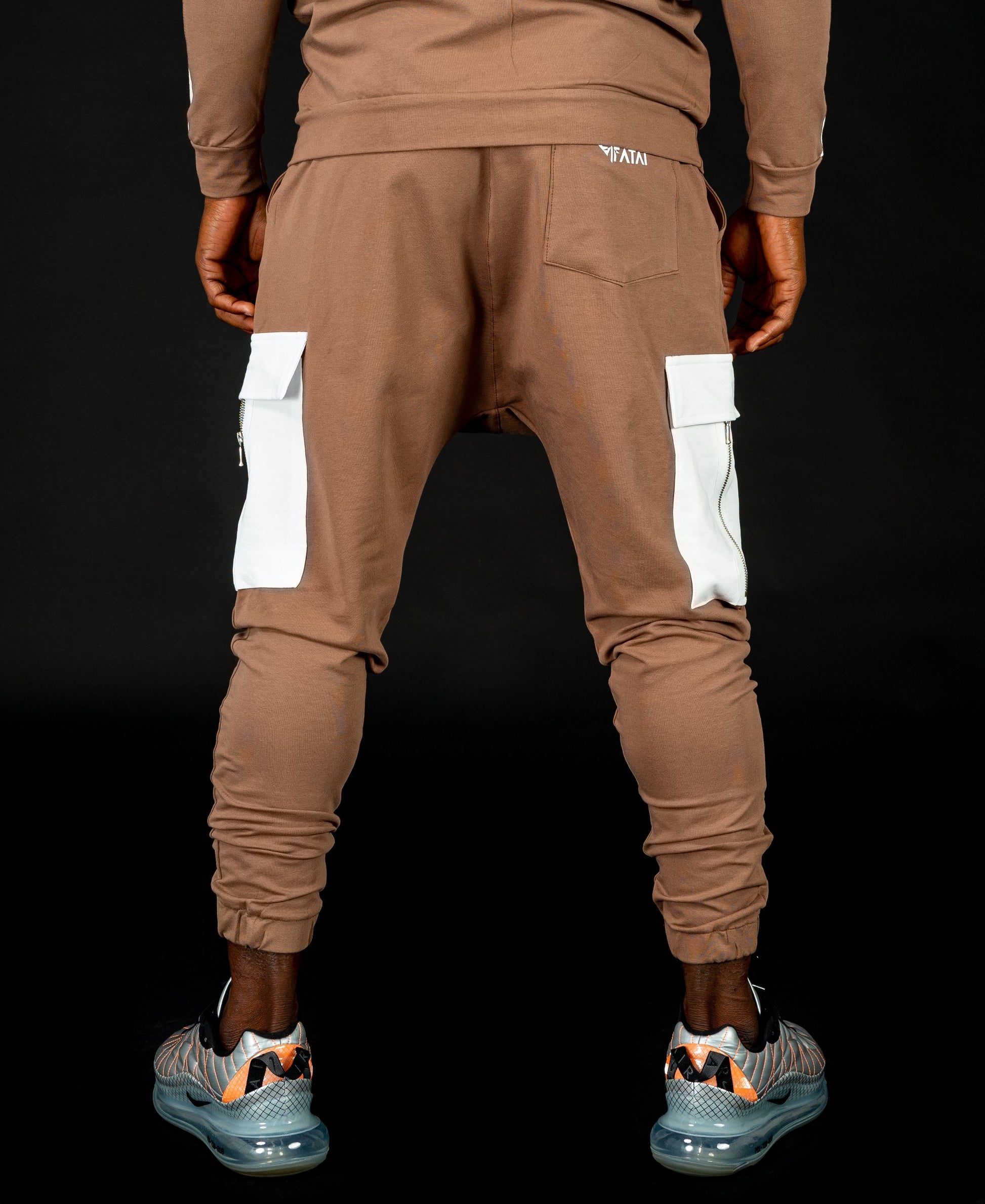 Brown trousers with white pocket and zip - Fatai Style