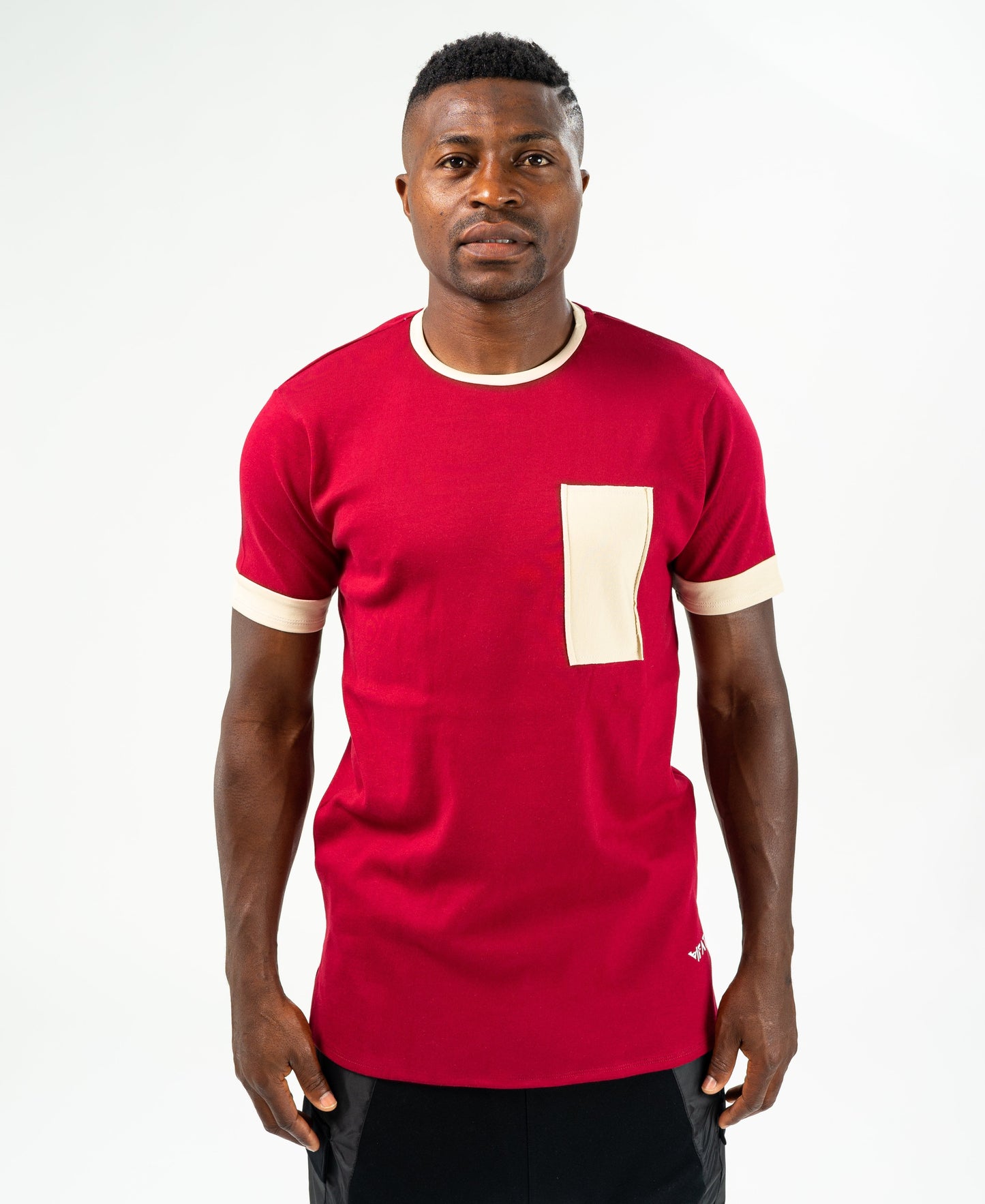 Burgundy t-shirt with beige design - Fatai Style