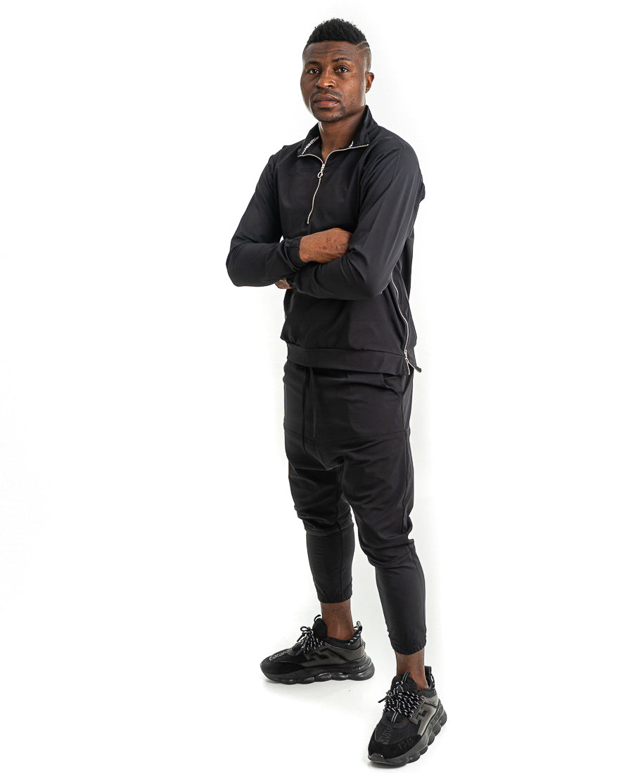 Black Two-Piece Set with Zip Detail