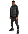 Black Tracksuit with Faux-Leather Panels