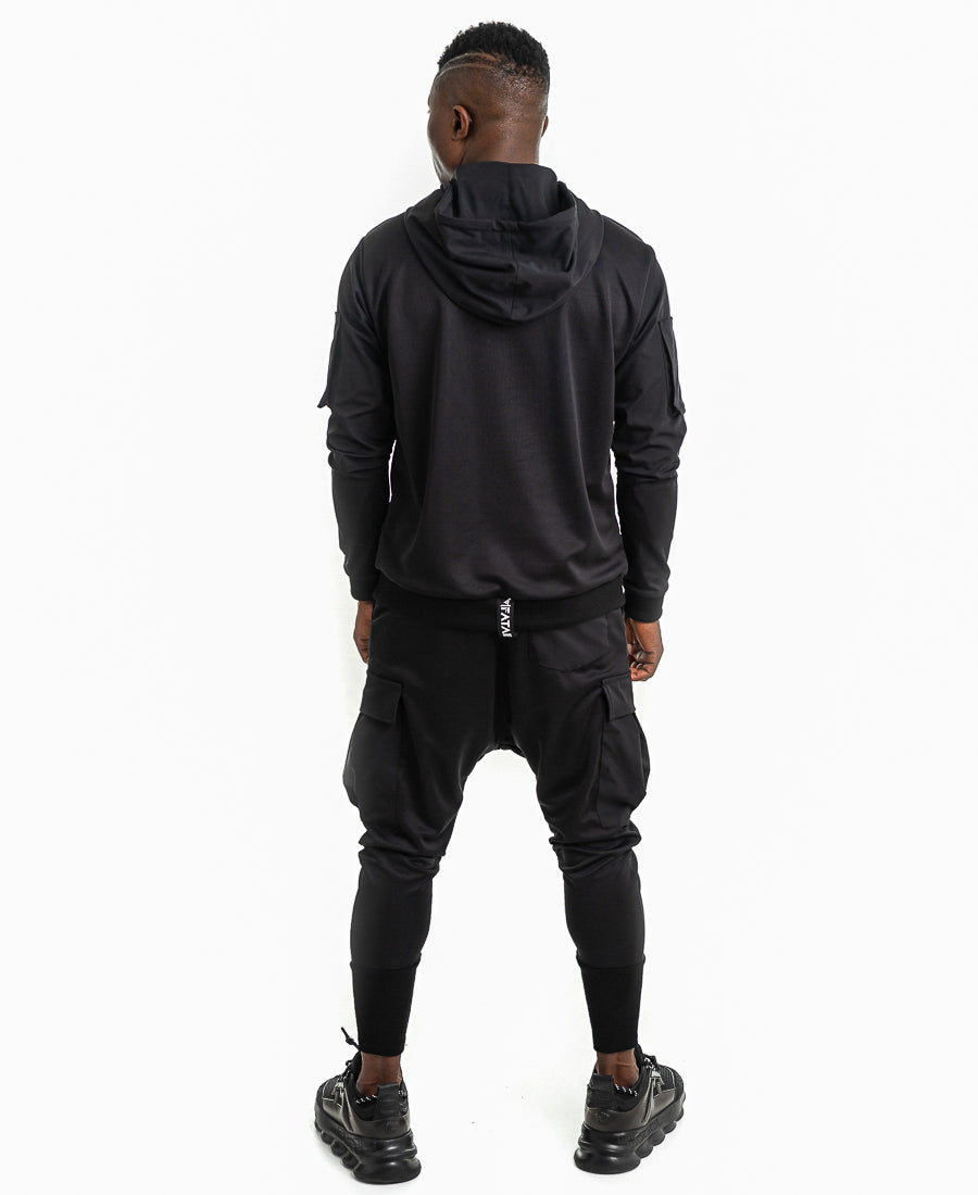 Black Two-Piece Set with Patch Pockets