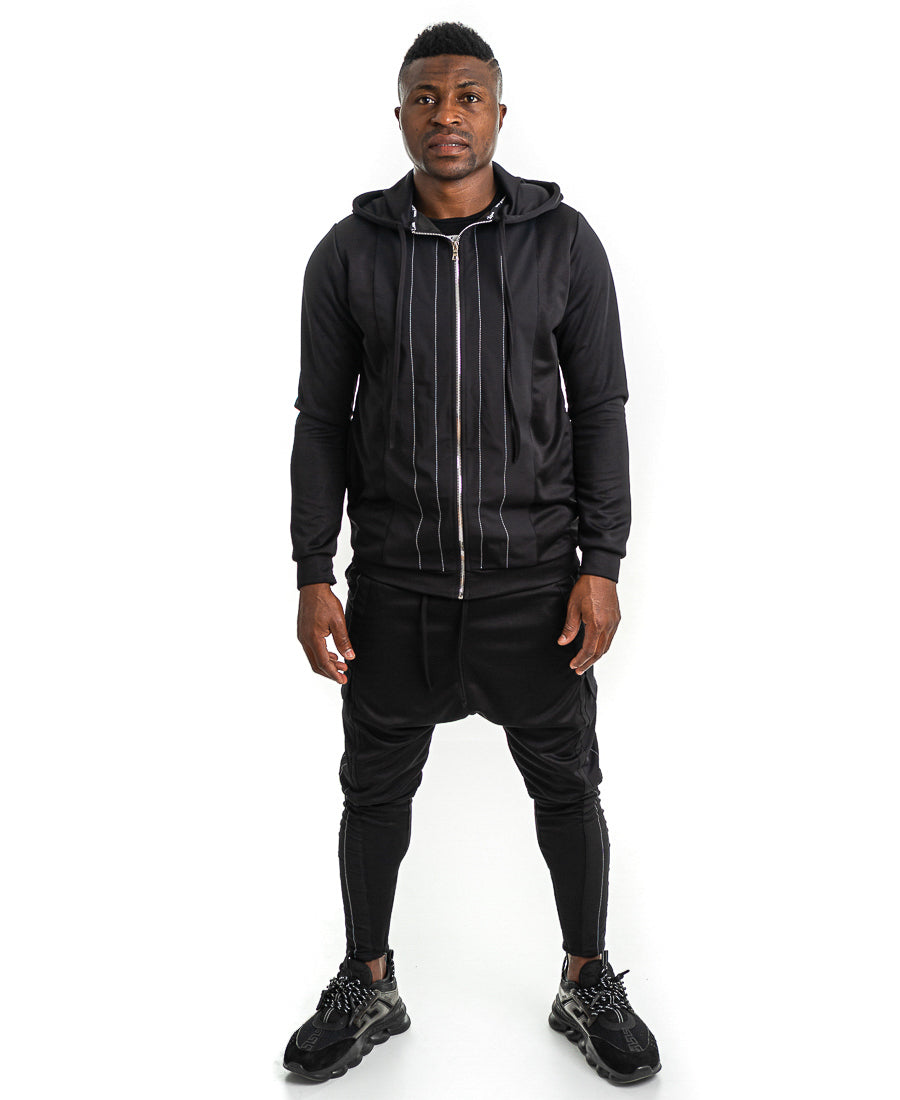 Black Tracksuit with White Stitch Detail
