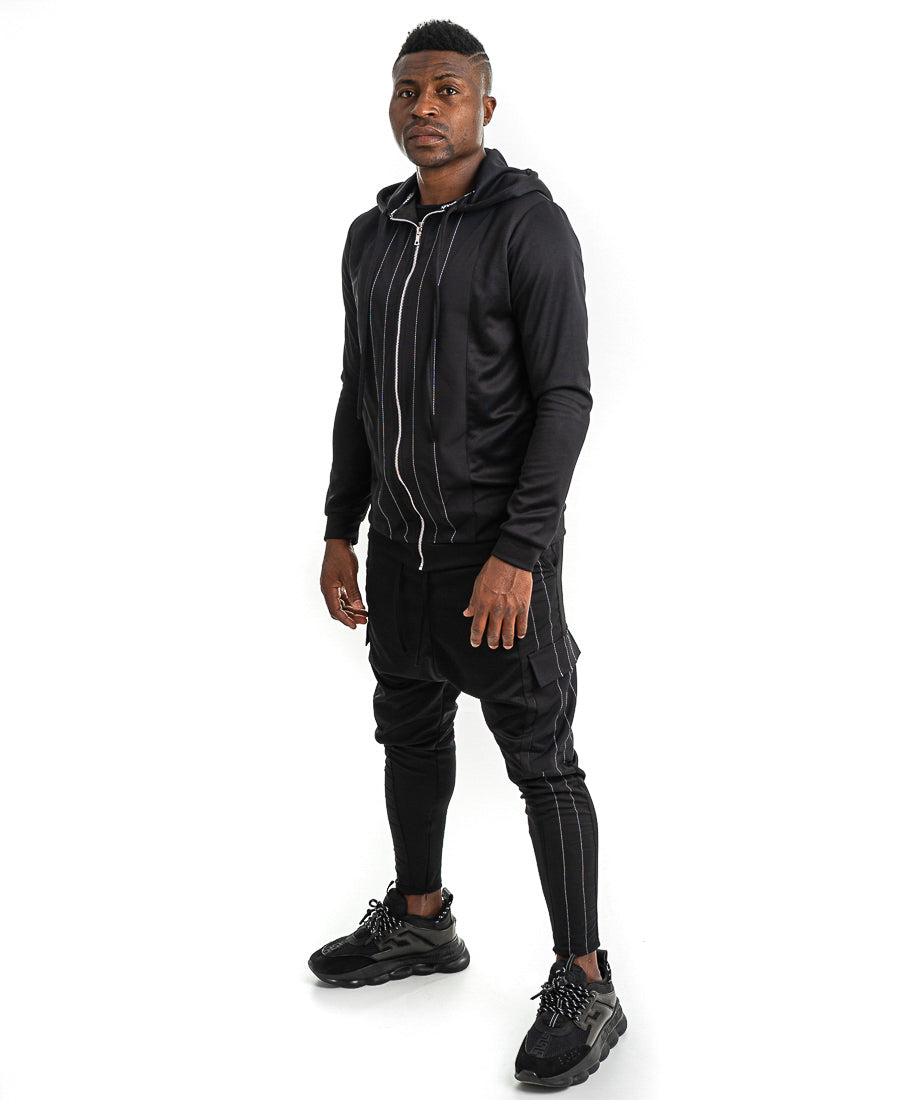 Black Tracksuit with White Stitch Detail