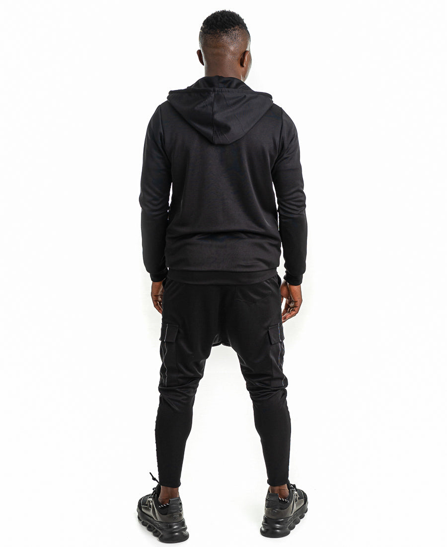 Black Tracksuit with White Stitch Detail