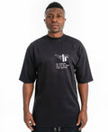 Black T-Shirt with Printed Text and Logo