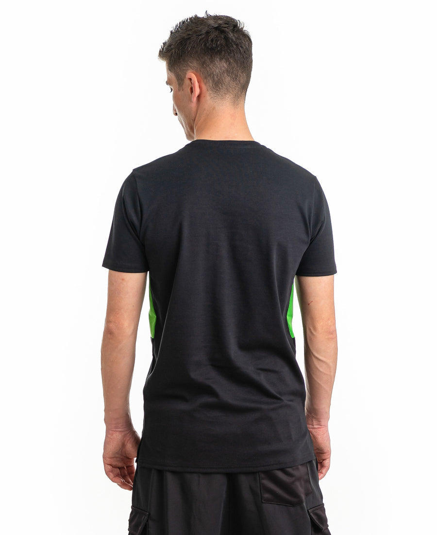 Black and Green T-Shirt with Applied Pocket