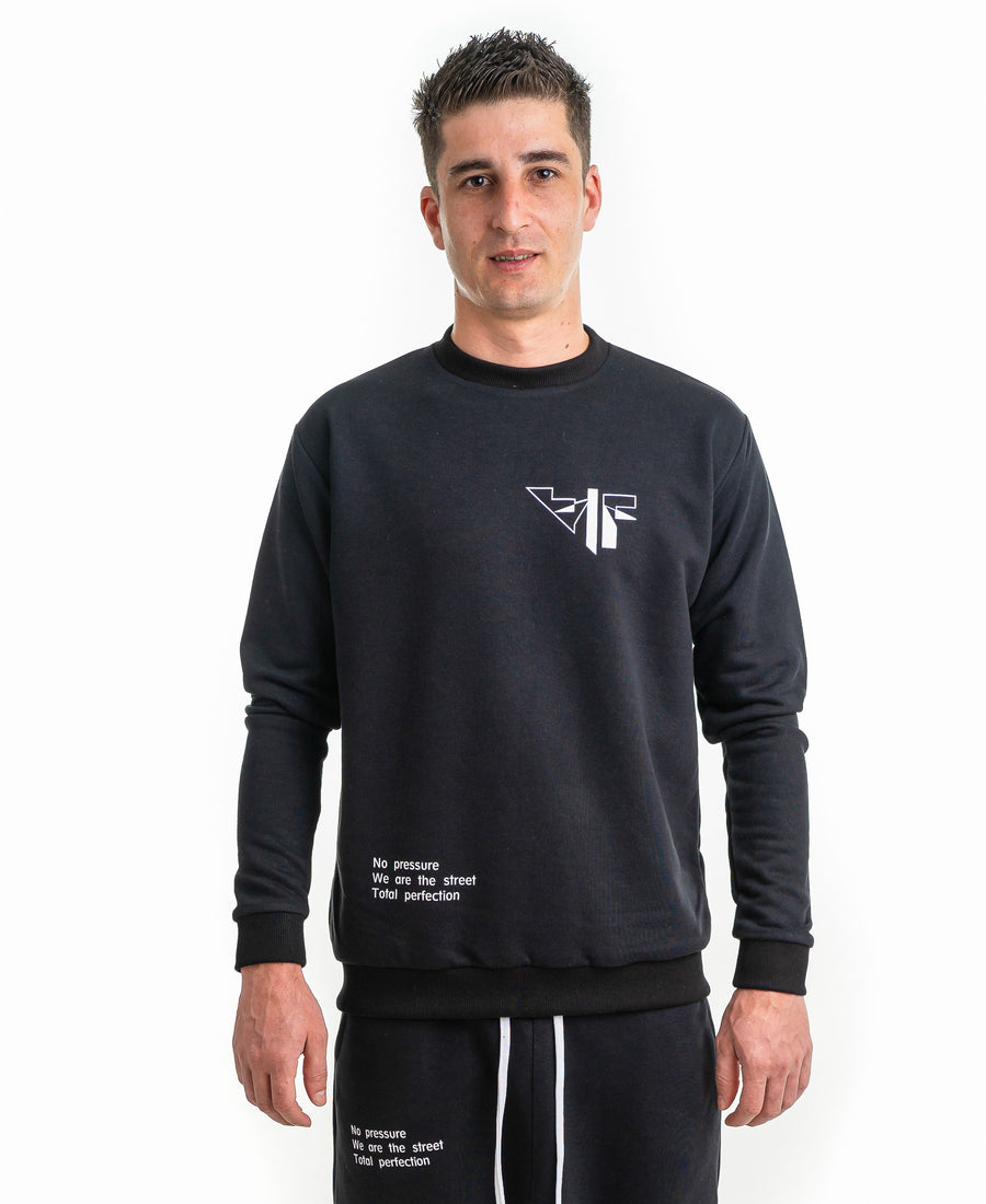 Black Sweatshirt with Printed Logo