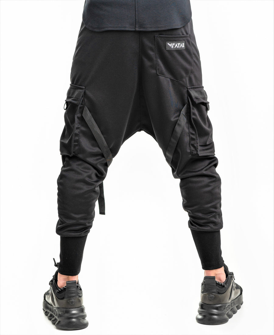 Black Trousers with Applied Pockets and Buckle