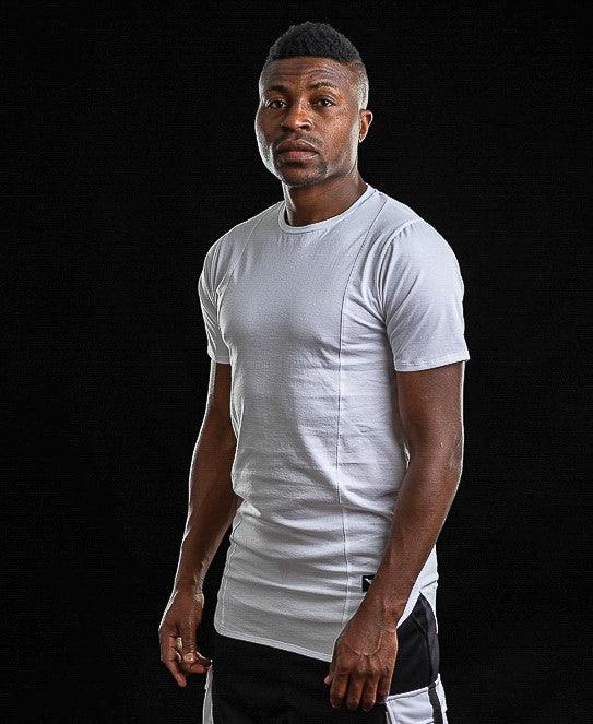 White T-Shirt with Vertical Seam Detail