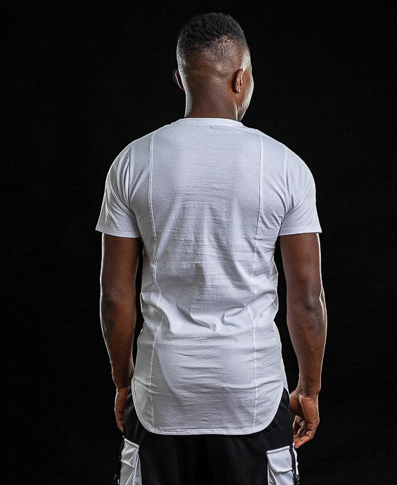 White T-Shirt with Vertical Seam Detail