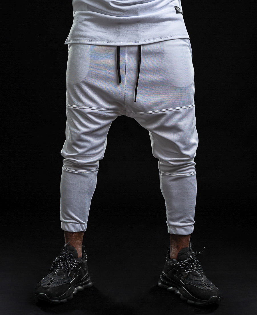 White Trousers with Double Horizontal Seams