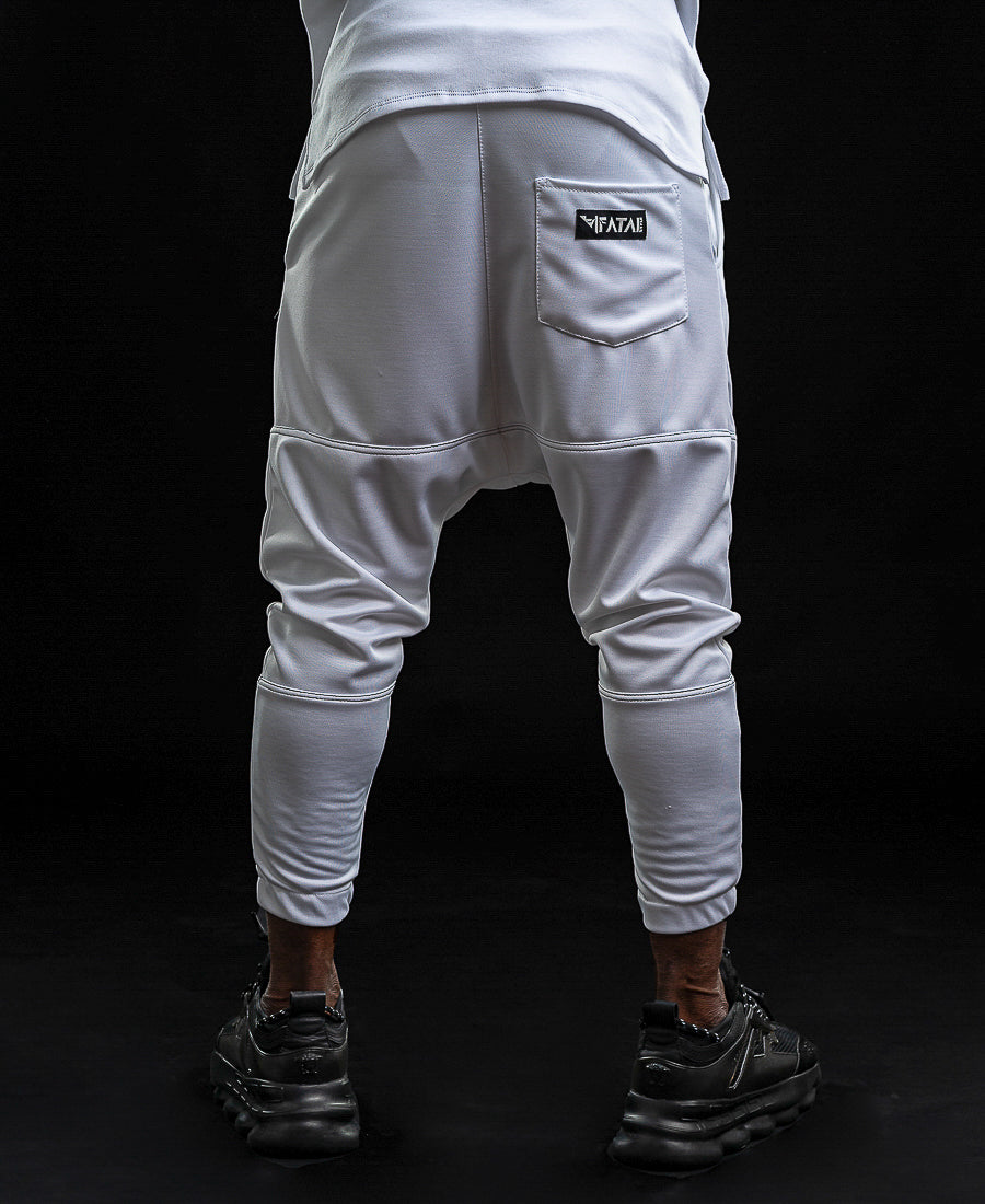 White Trousers with Double Horizontal Seams