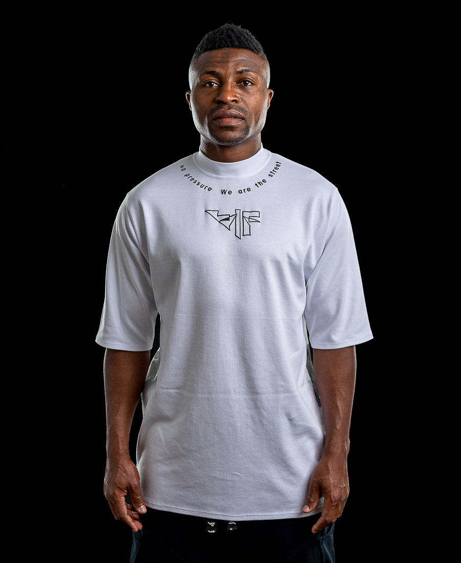 White T-Shirt with Printed Text and Logo