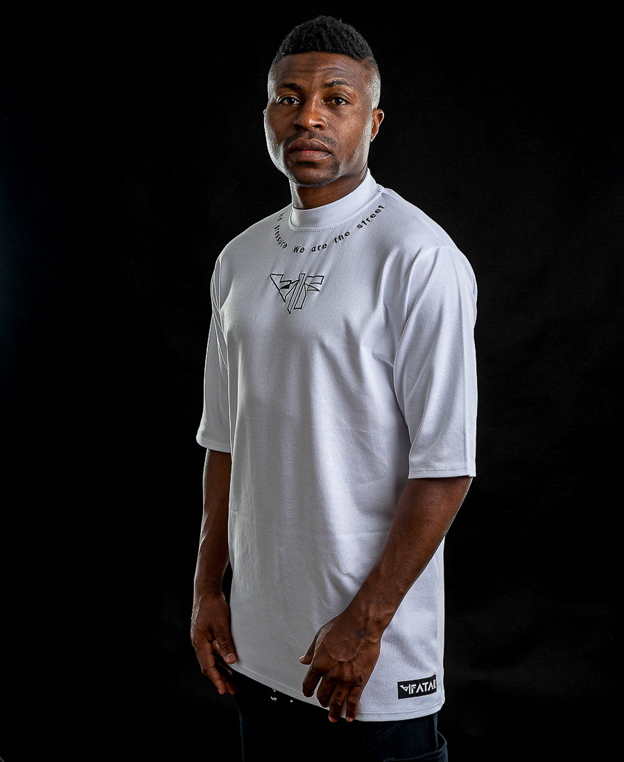 White T-Shirt with Printed Text and Logo