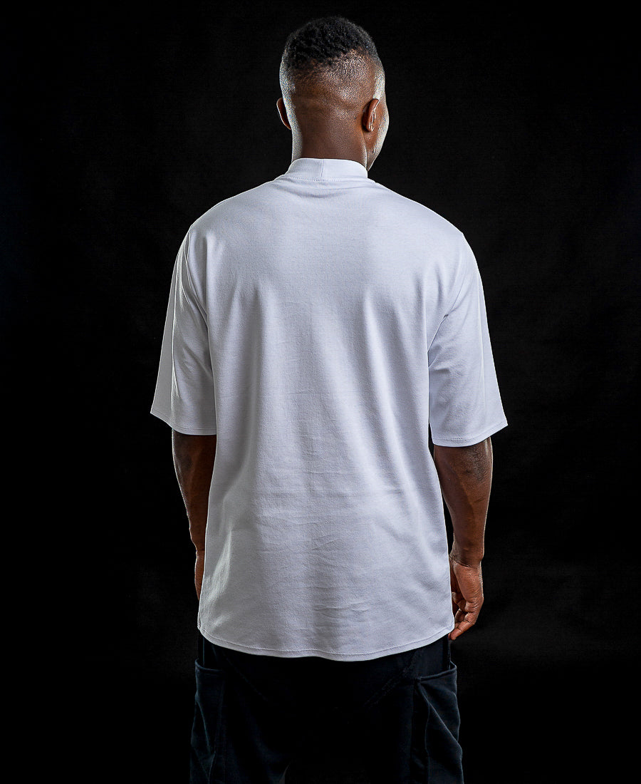 White T-Shirt with Printed Text and Logo
