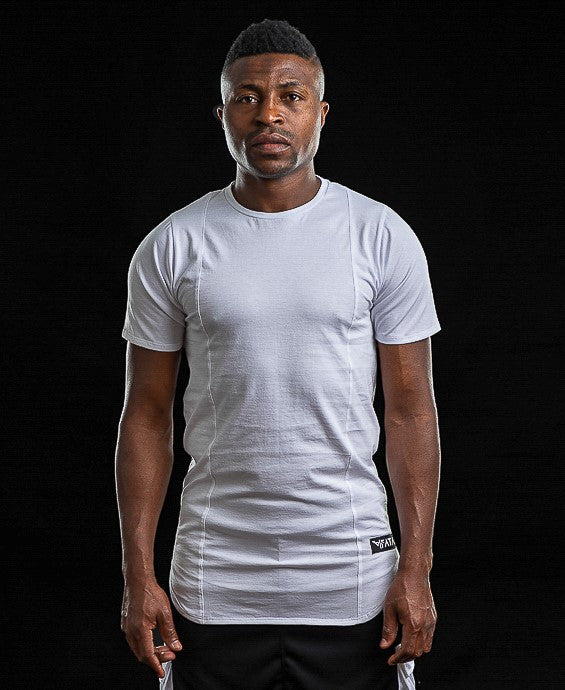 White T-Shirt with Vertical Seam Detail