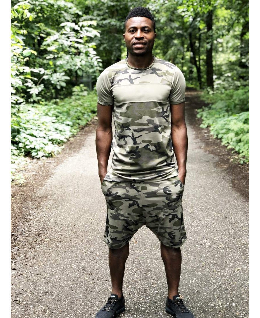 (SET) Tracksuit ''Short Camo with green design'' (t-shirt+trousers) - Fatai Style