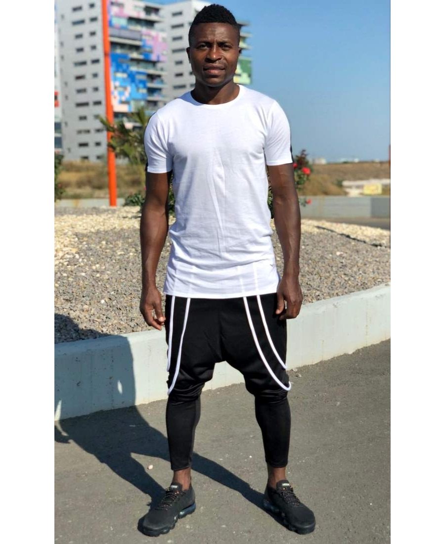 Black trousers with double white design - Fatai Style