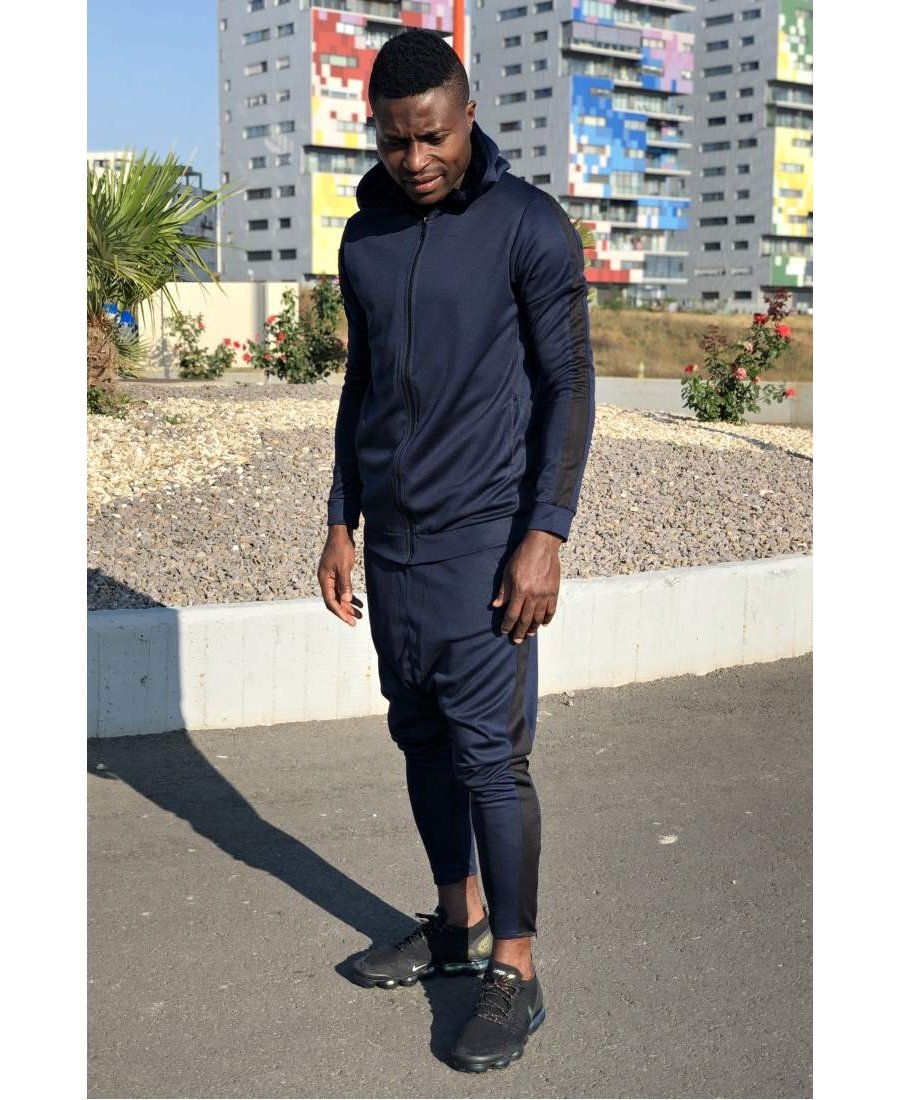 Dark blue tracksuit with black lines - Fatai Style