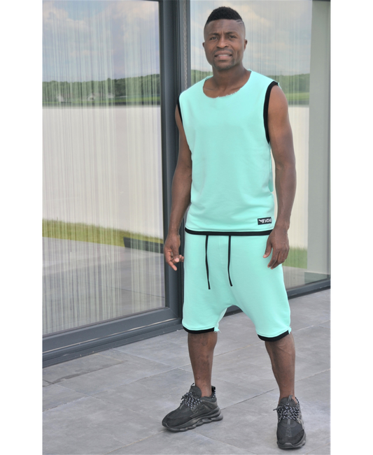 Compleu verde menta cu detalii negre