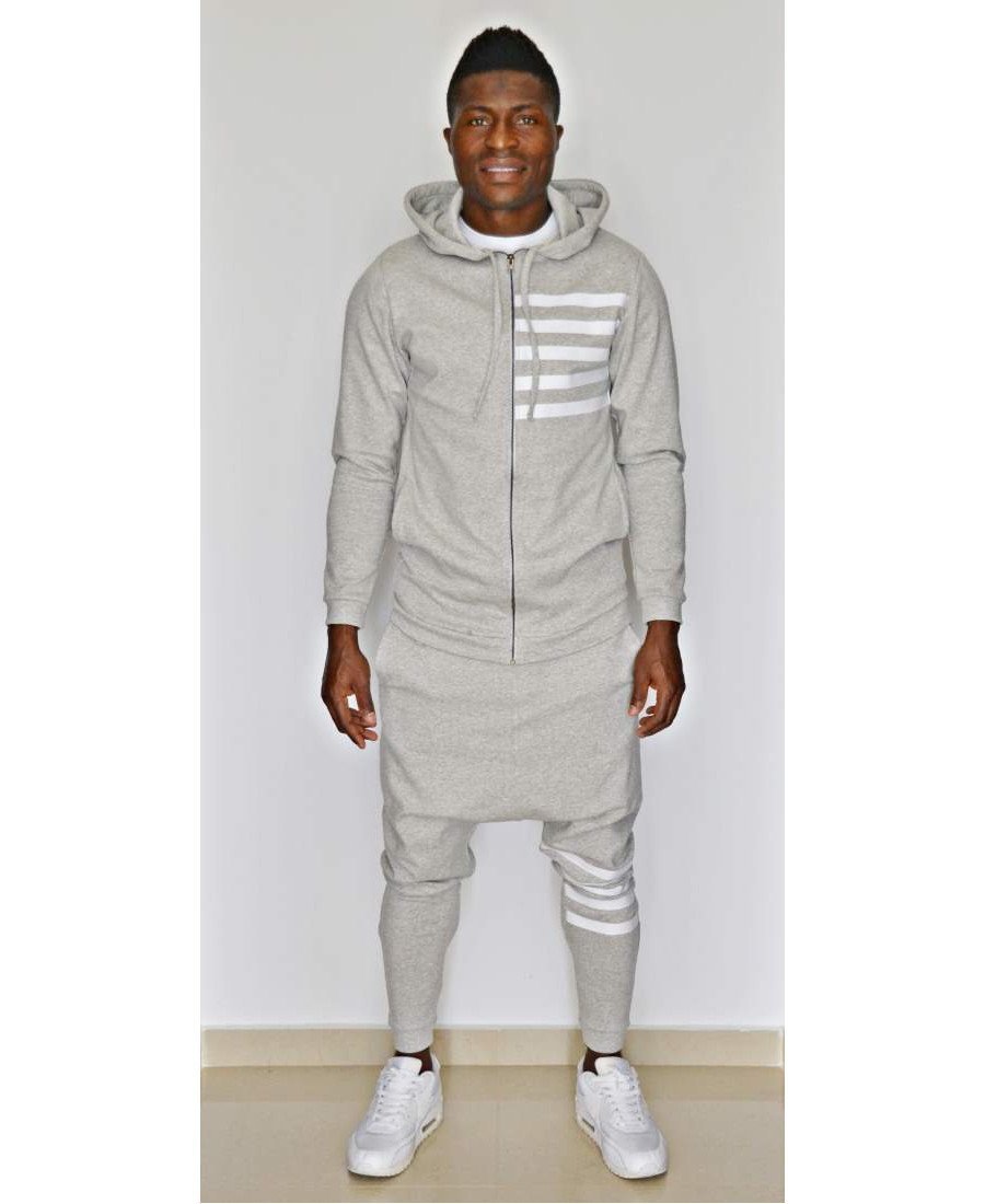 Grey tracksuit with white printed lines - Fatai Style