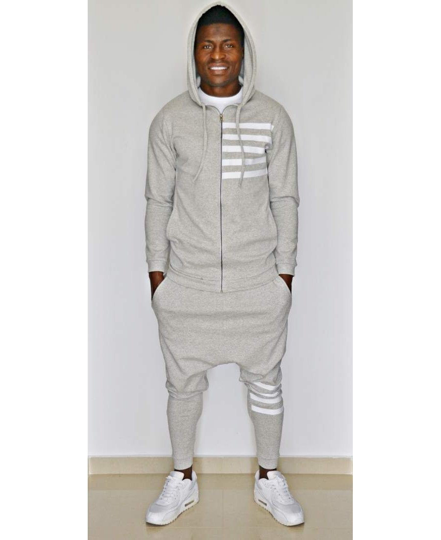 Grey tracksuit with white printed lines - Fatai Style