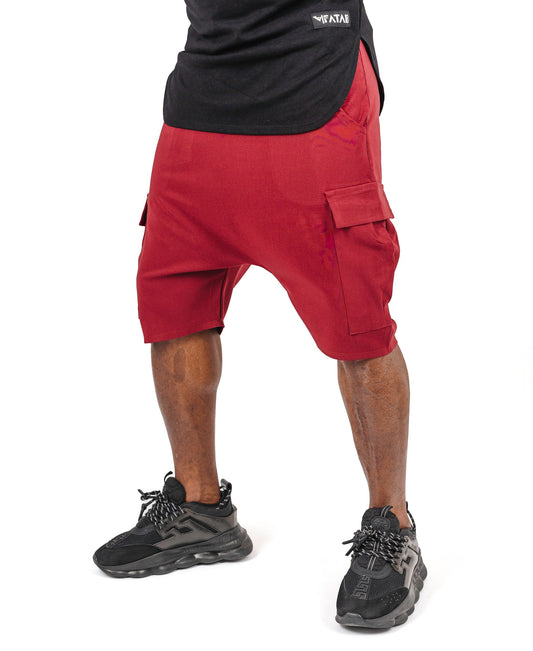 Pantaloni scurti burgundy cu buzunare laterale