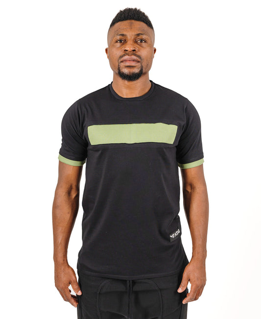 Black t-shirt with green details