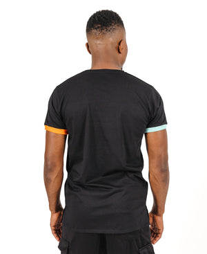 Tricou negru cu design in doua culori