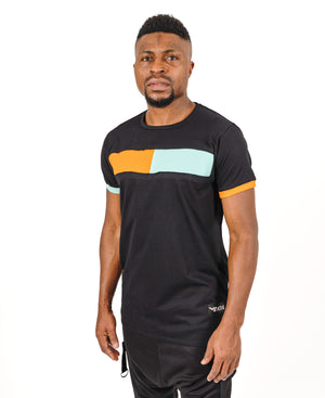 Tricou negru cu design in doua culori