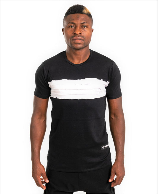 Black t-shirt with white details