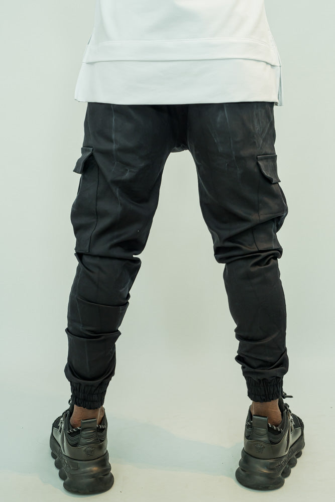 Blugi elasteci cu buzunare laterale (negru in degrade)