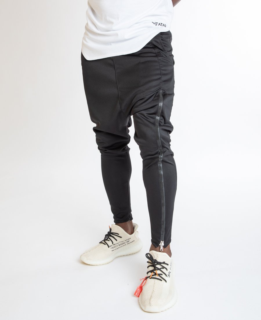Black trousers with long zip on one leg - Fatai Style