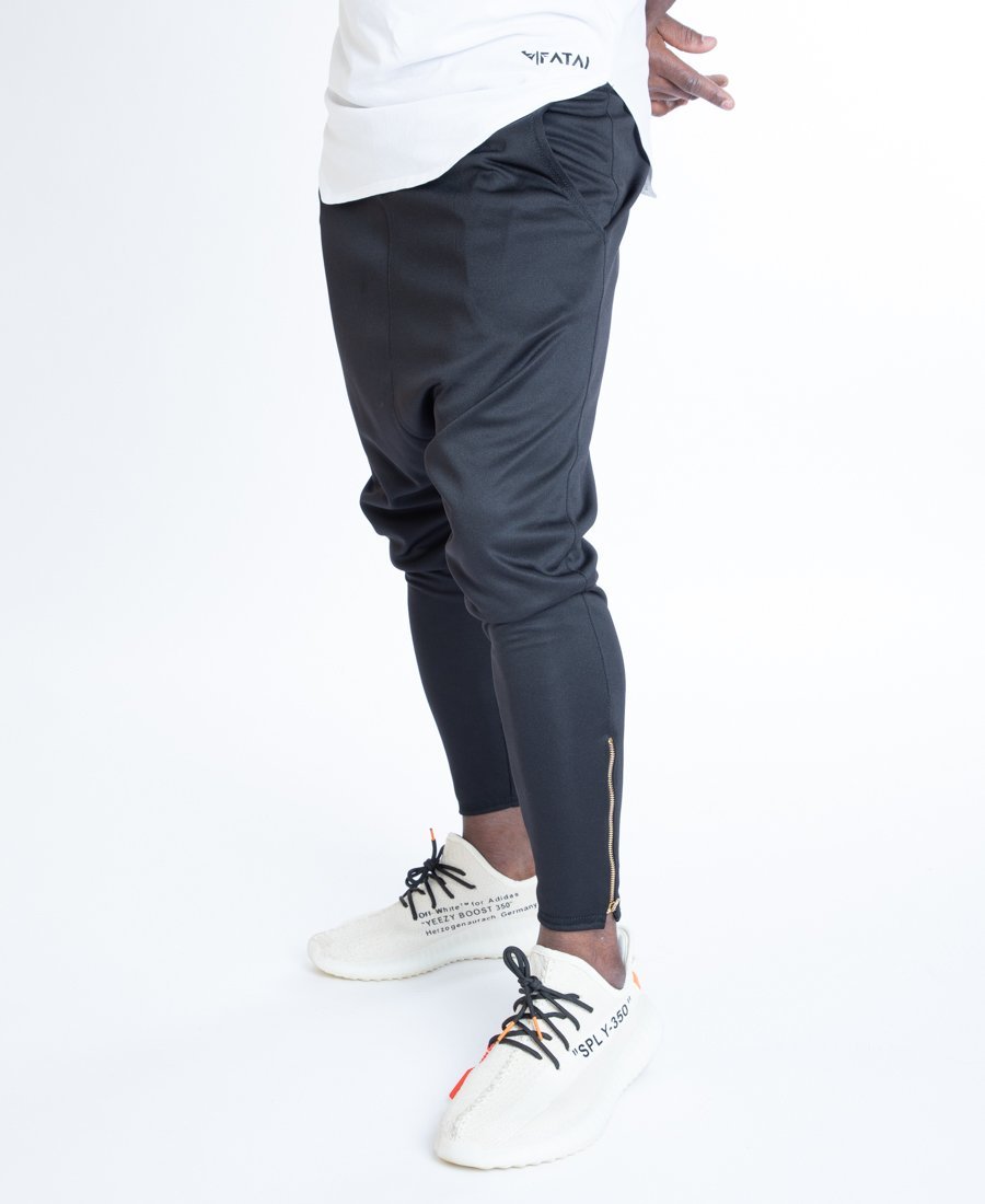 Black trousers with gold metal zip - Fatai Style