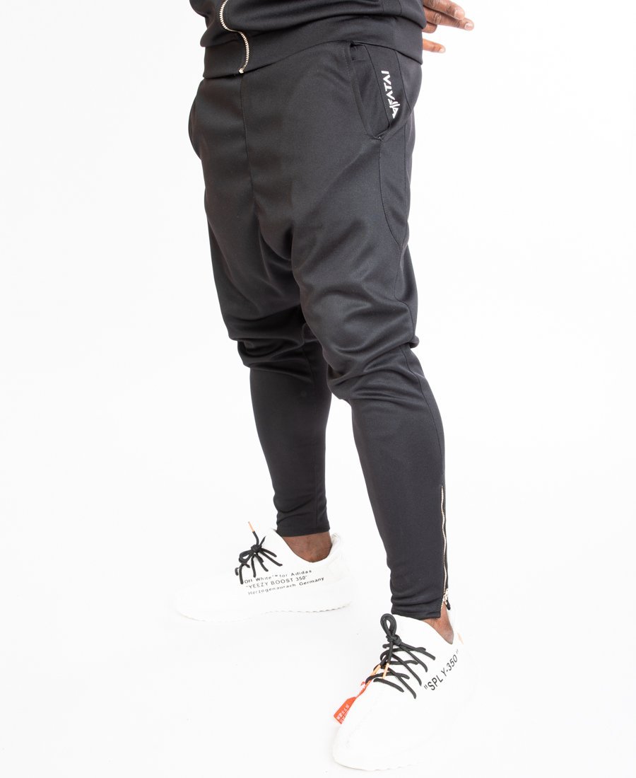 Black tracksuit trousers with gold zip - Fatai Style