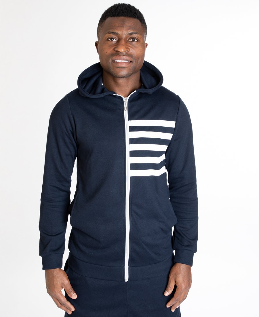 Tracksuit dark bleu with printed white lines - Fatai Style