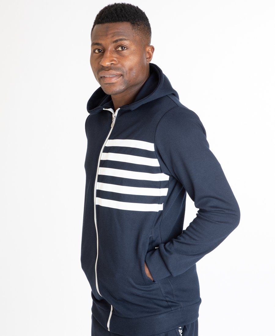 Tracksuit dark bleu with printed white lines - Fatai Style