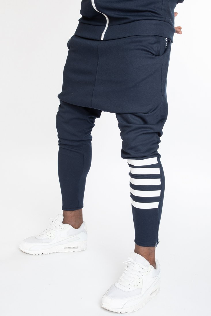 Tracksuit dark bleu with printed white lines - Fatai Style