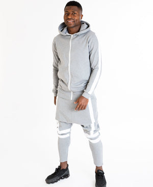 Grey tracksuit with white lines on the front - Fatai Style