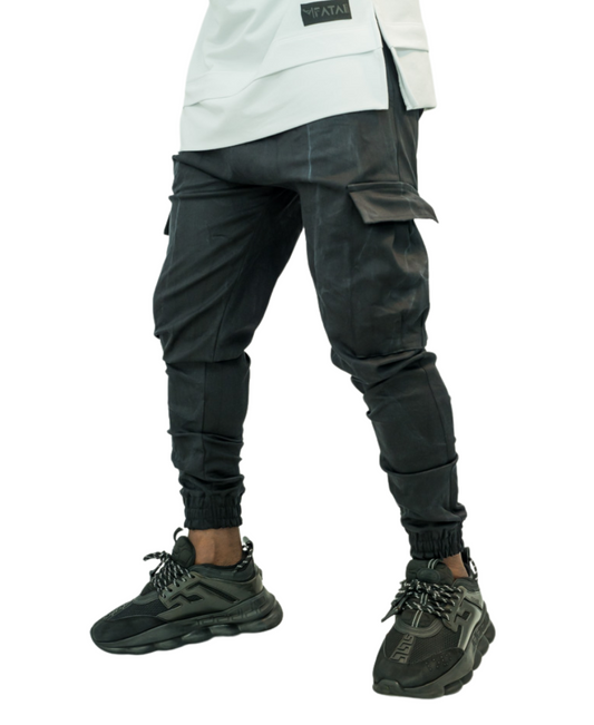 Blugi elasteci cu buzunare laterale (negru in degrade)