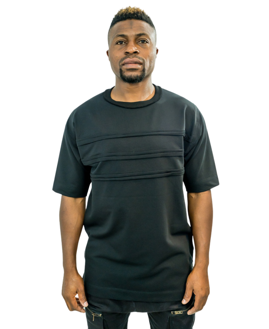 Black t-shirt with design in the front