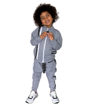Trening gri cu fermoar unisex (bluza+pantalon)