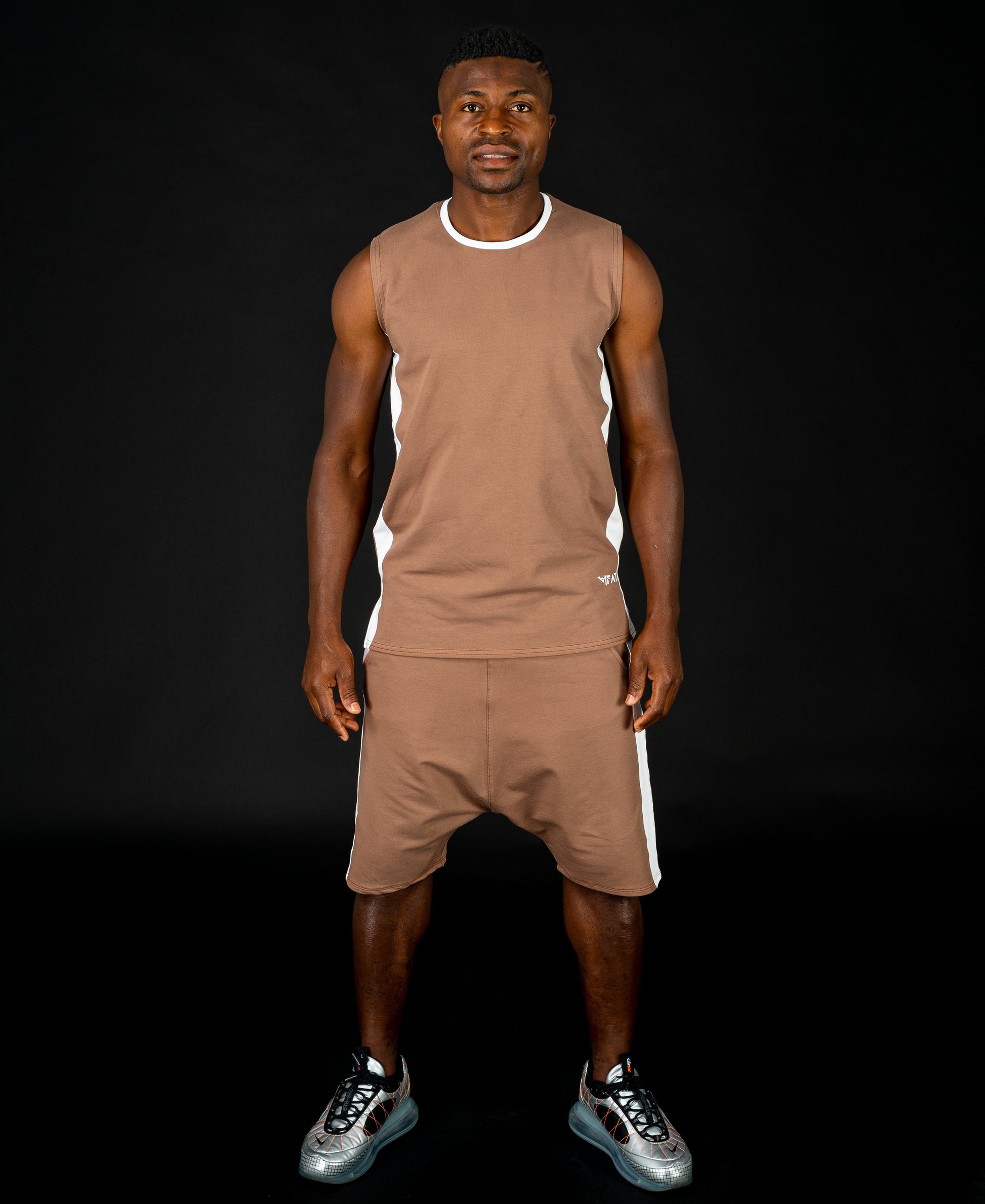 Brown tracksuit (sleeveless t-shirt+short trousers) - Fatai Style