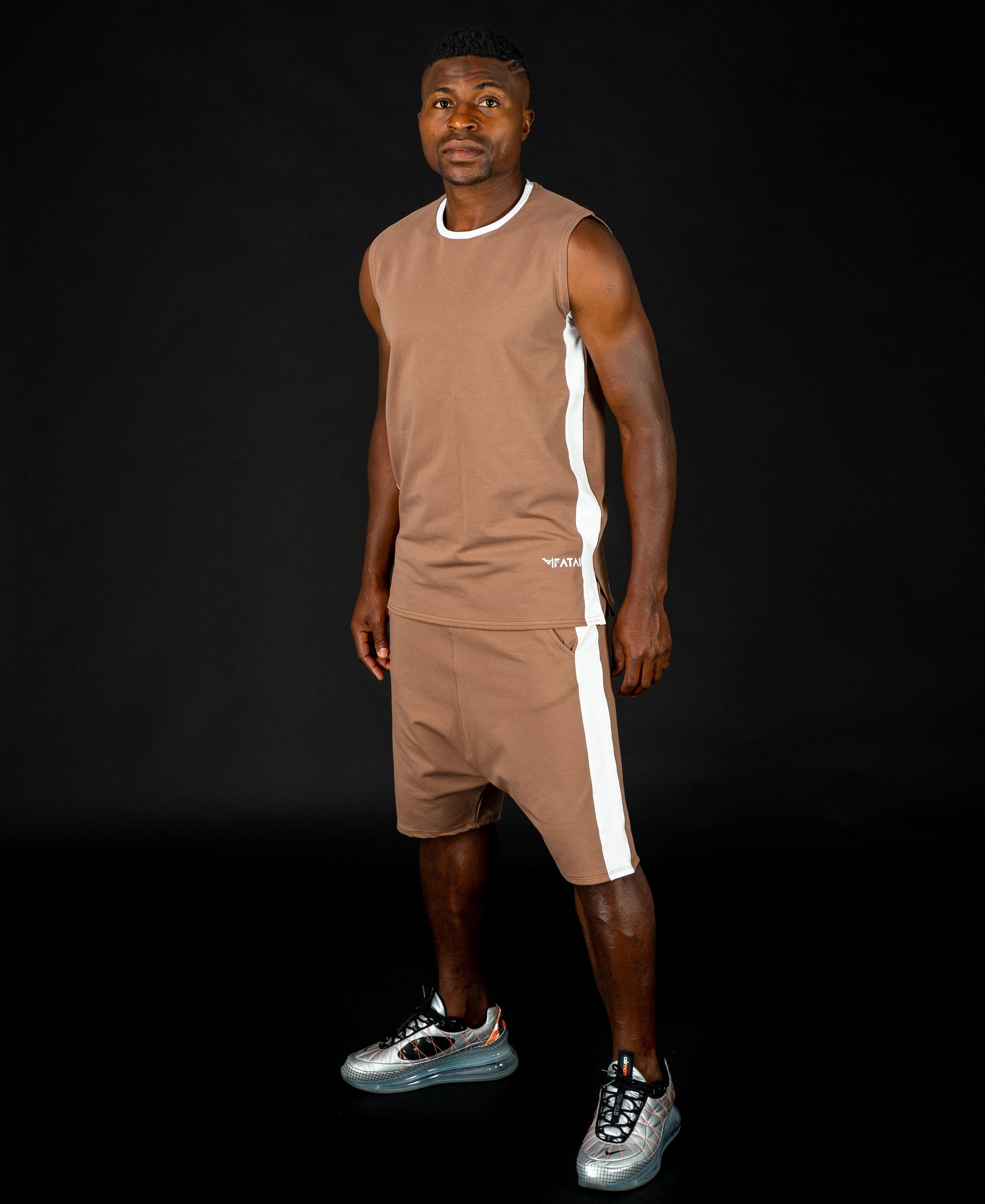 Brown tracksuit (sleeveless t-shirt+short trousers) - Fatai Style