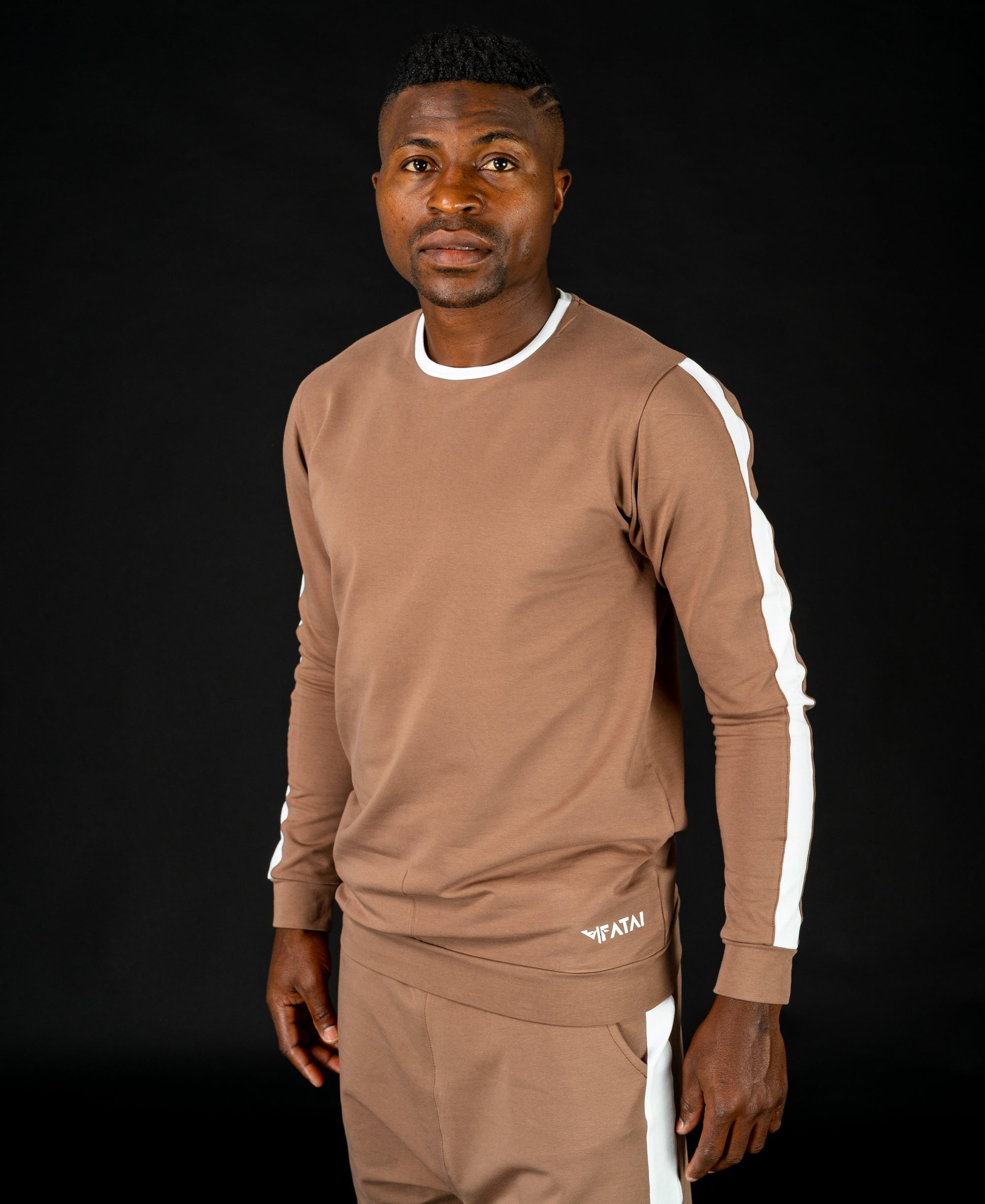 Long sleeve brown t-shirt with white line - Fatai Style