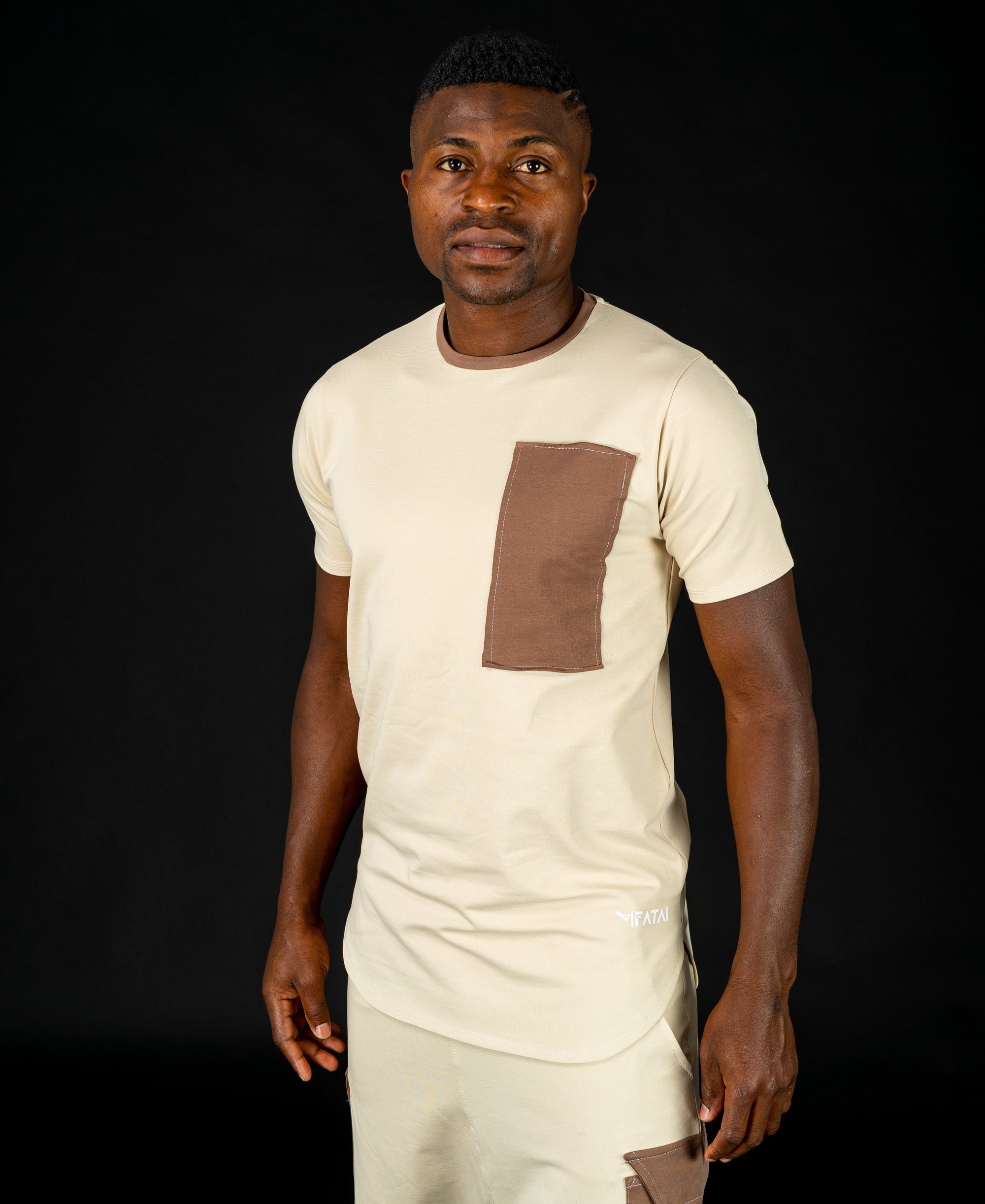 Beige t-shirt with brown design - Fatai Style